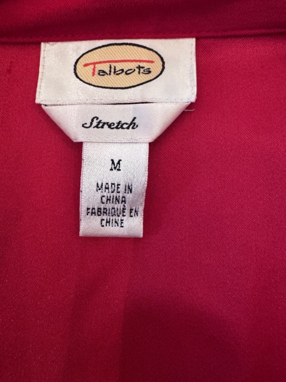 Talbots Medium Red Velveteen Stretch Button Down Shirt Collared Long Sleeve Top - Picture 5 of 5
